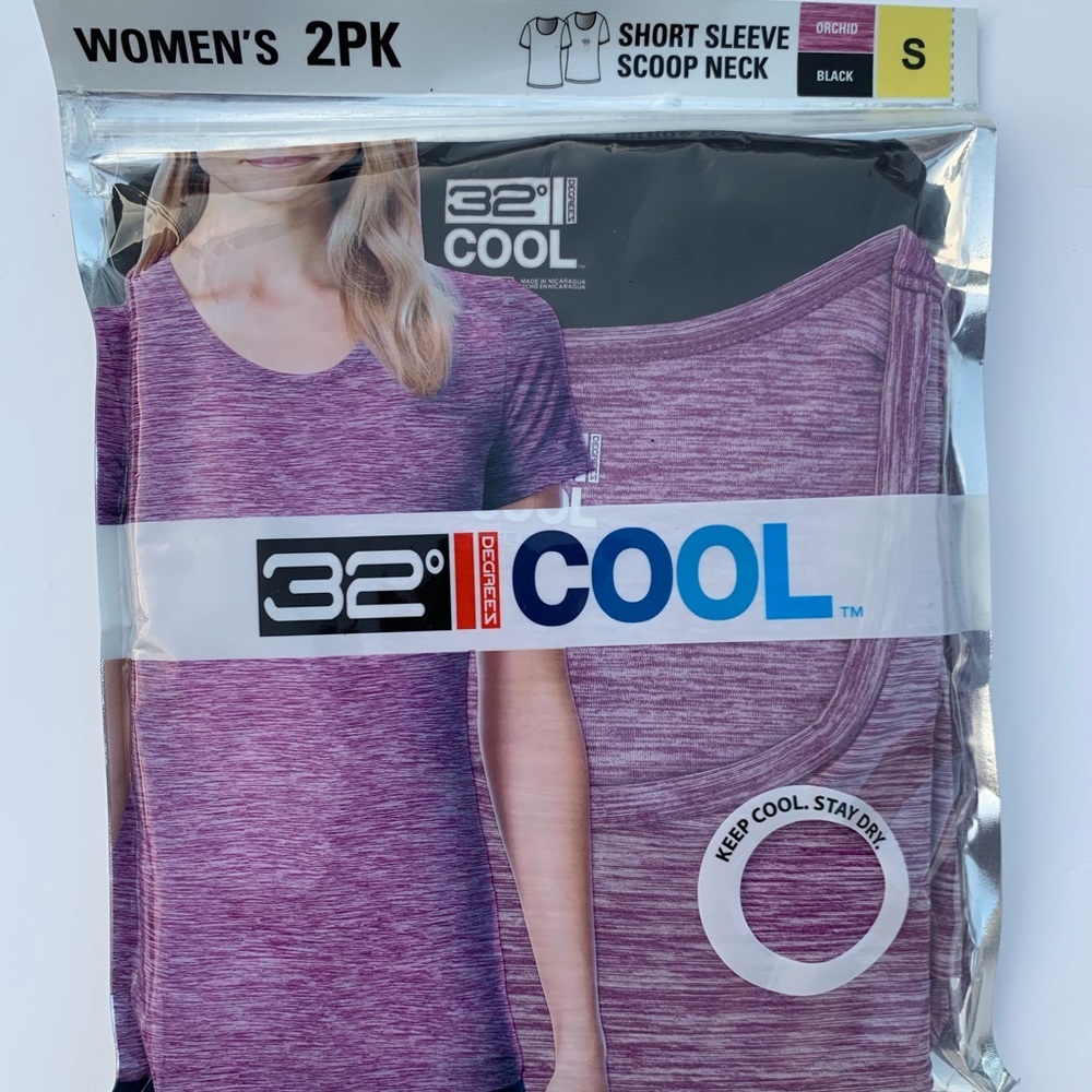 32 Degrees Womens Short Sleeve 2-Pack Black/Orchid